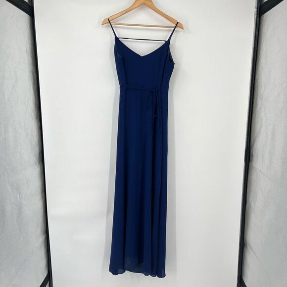 Aidan By Aidan Mattox Double Strap Wrap Dress Maxi  Navy  Womens Size 10 - Picture 5 of 11
